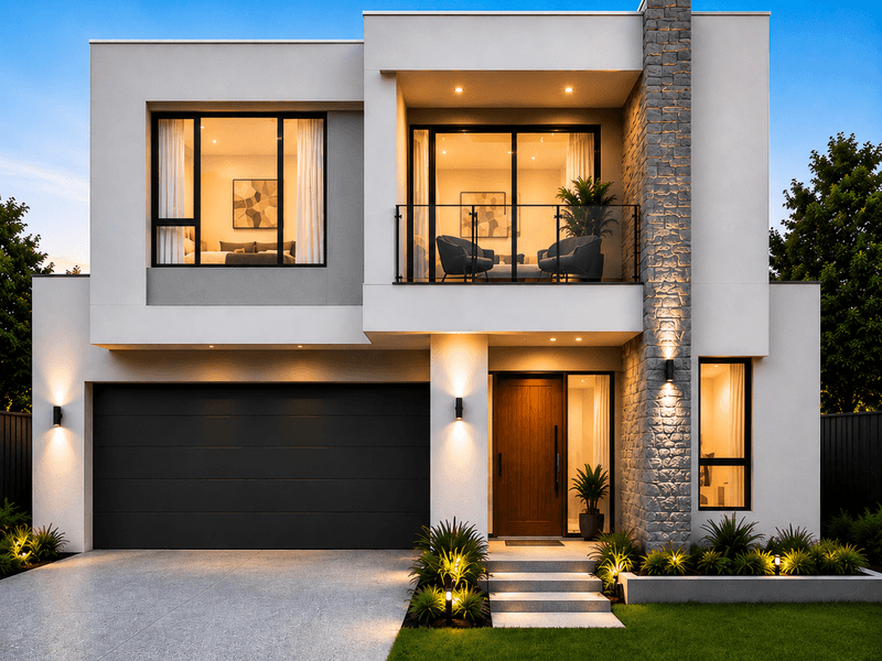 Modern double-storey house exterior without overlaid text